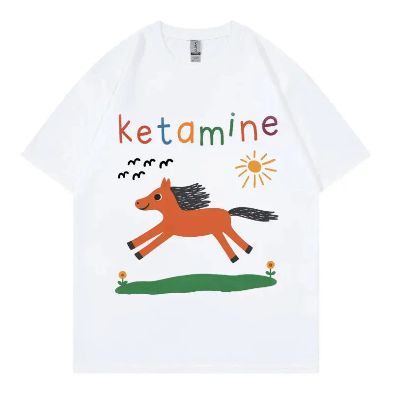 Ketamine Horse Funny Meme T-Shirt - Unisex Harajuku Graphic Tee