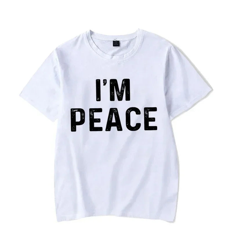 "I Come in Peace," "I'm Peace," Funny Matching Couples T-Shirt - Unisex Graphic Tee, Black, Red, Pink, Beige