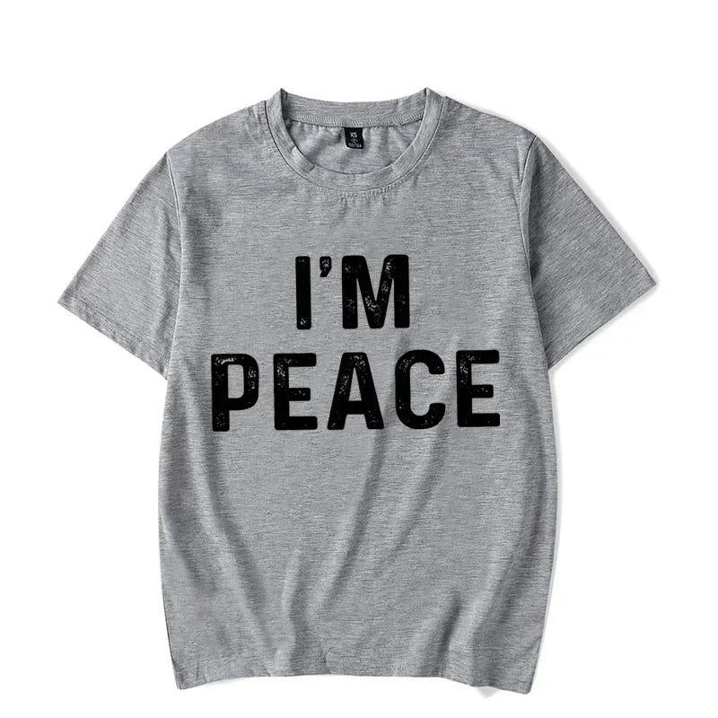 "I Come in Peace," "I'm Peace," Funny Matching Couples T-Shirt - Unisex Graphic Tee, Black, Red, Pink, Beige
