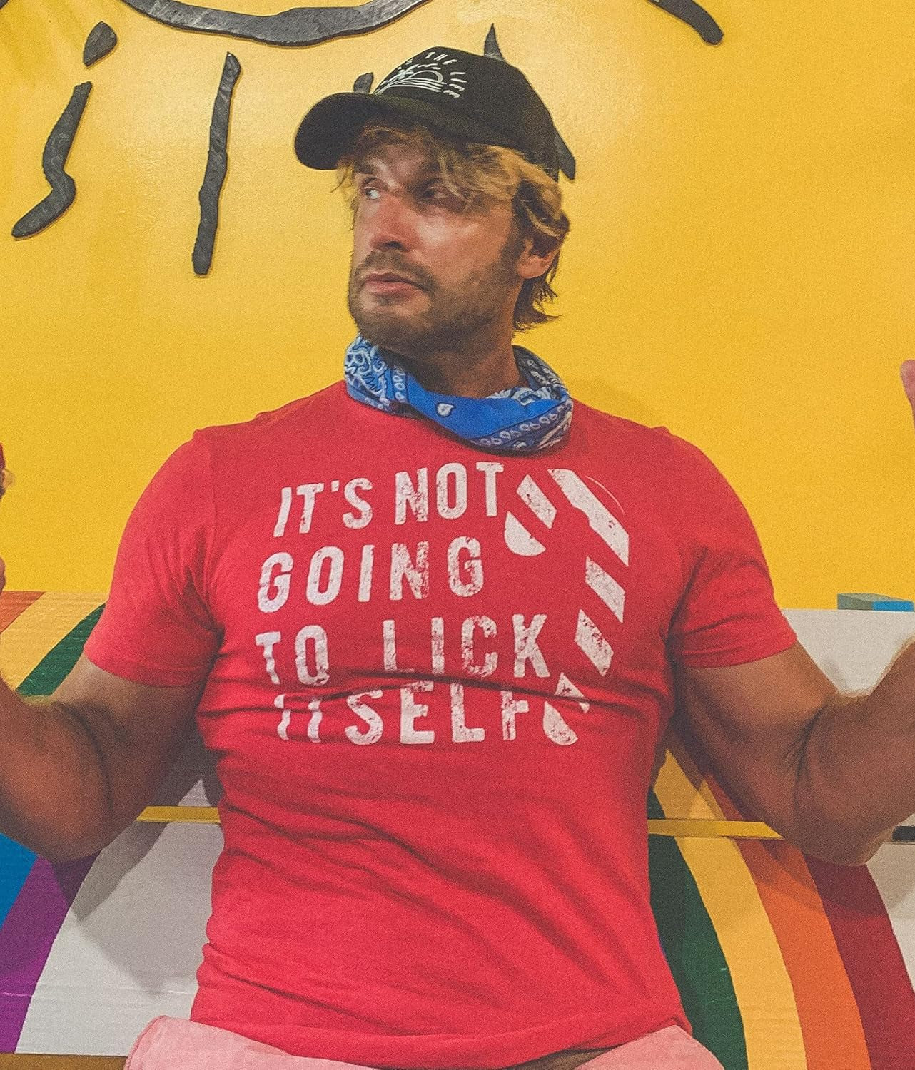 It's Not Going to Lick Itself Funny Offensive T-Shirt - Men's Sarcastic Tee, Black or Red