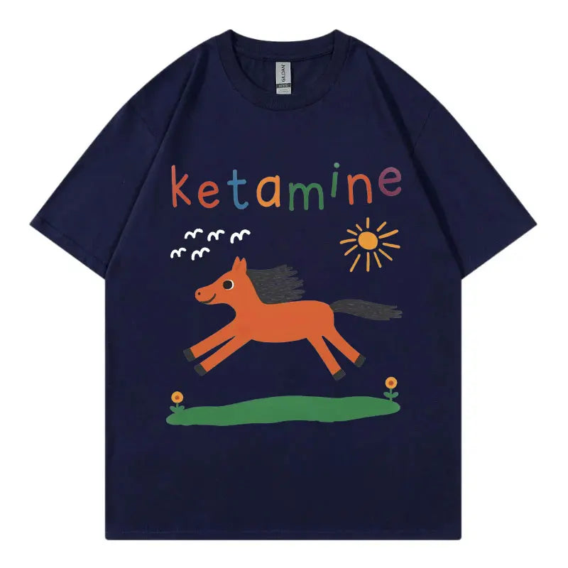 Ketamine Horse Funny Meme T-Shirt - Unisex Harajuku Graphic Tee