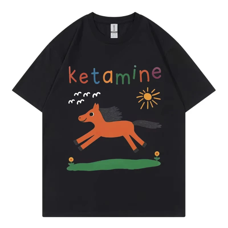 Ketamine Horse Funny Meme T-Shirt - Unisex Harajuku Graphic Tee