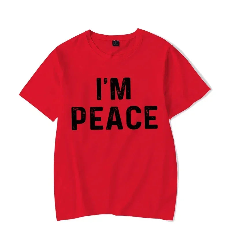 "I Come in Peace," "I'm Peace," Funny Matching Couples T-Shirt - Unisex Graphic Tee, Black, Red, Pink, Beige