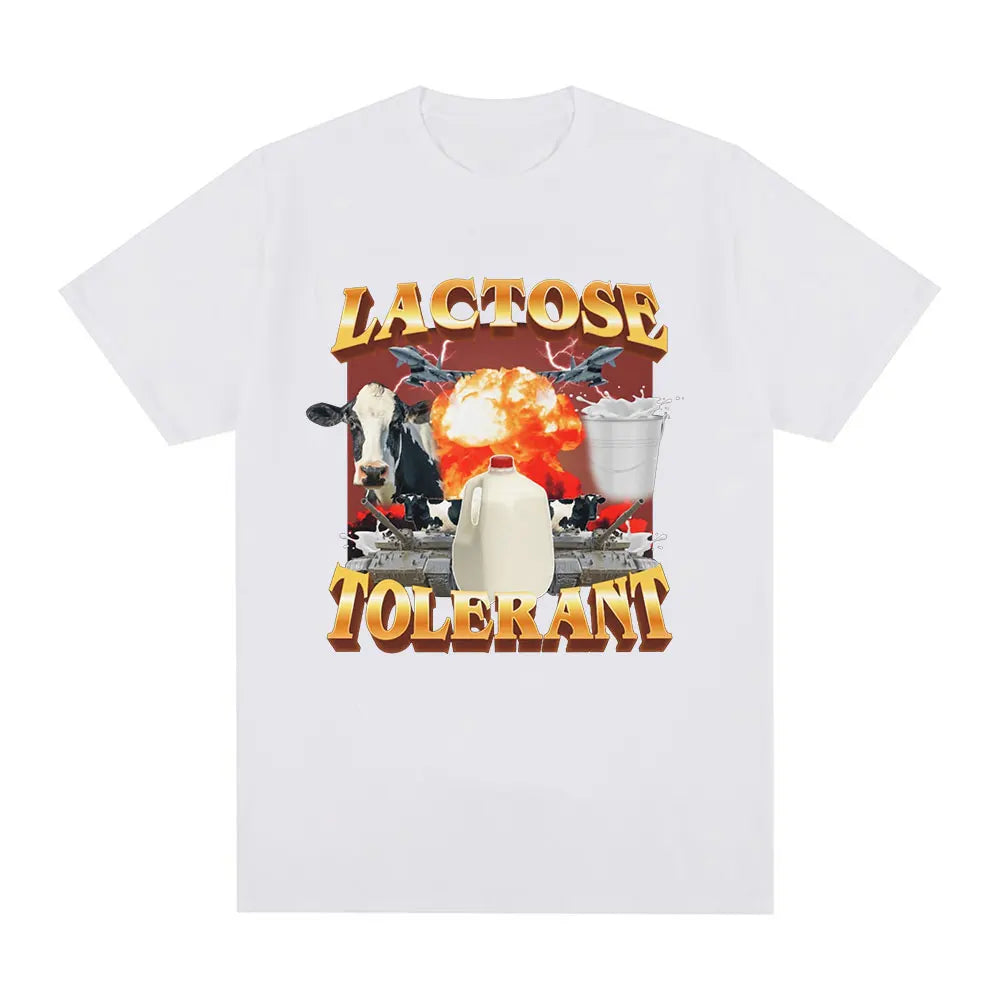 Lactose Tolerant T-Shirt - Men's Vintage Casual Oversized Tee