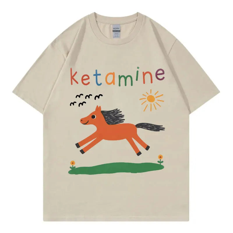Ketamine Horse Funny Meme T-Shirt - Unisex Harajuku Graphic Tee