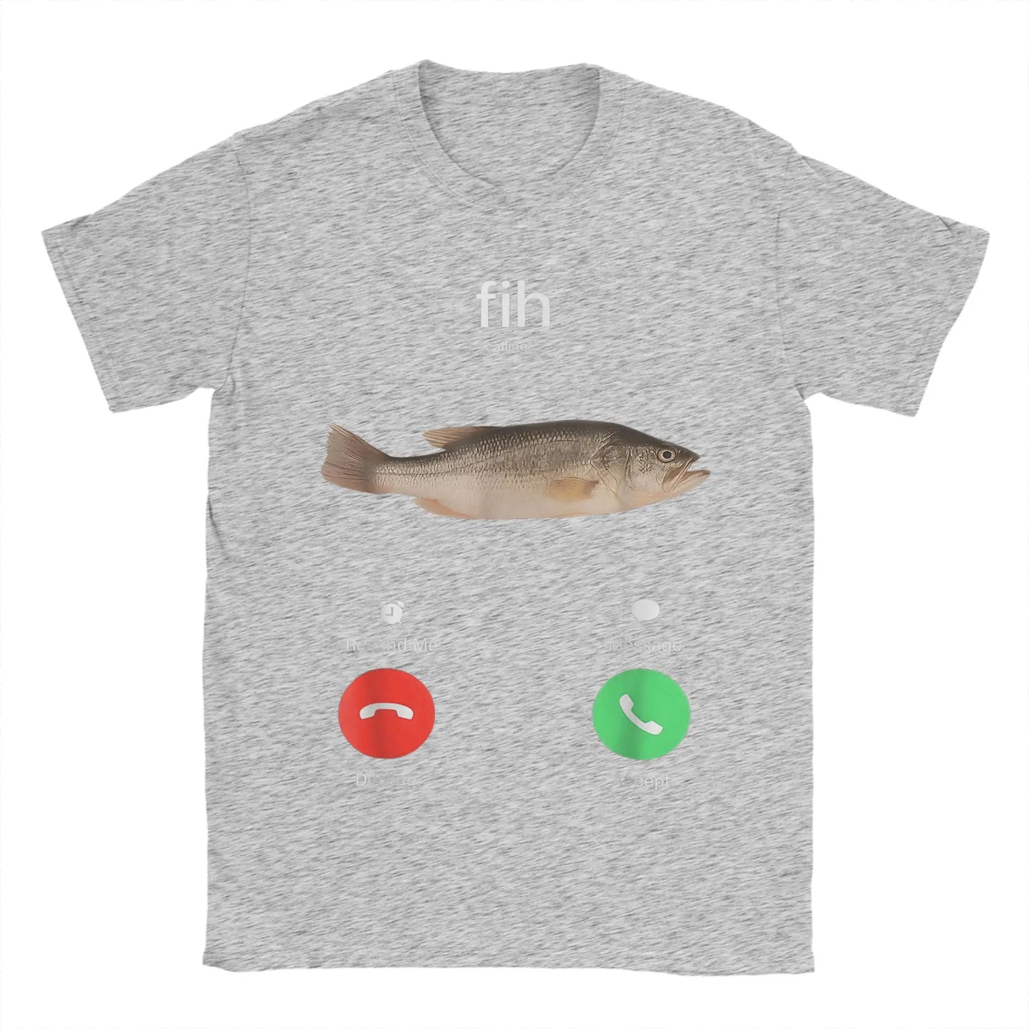 "Men's Fish Calling T-Shirt - Funny Decline/Accept Phone Call Tee