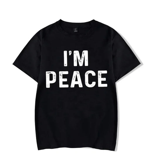 "I Come in Peace," "I'm Peace," Funny Matching Couples T-Shirt - Unisex Graphic Tee, Black, Red, Pink, Beige