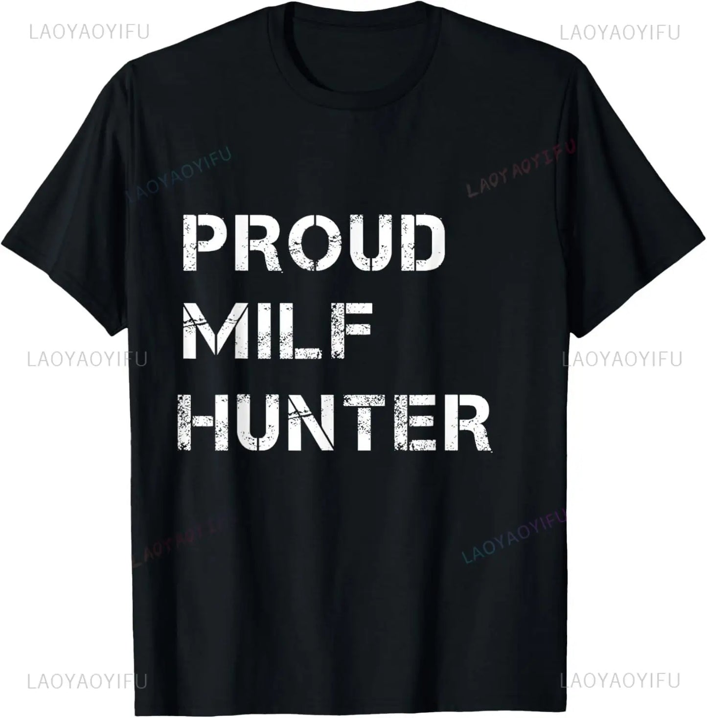MILF Hunter Funny Adult Humor T-Shirt - Men's Graphic Tee, Black