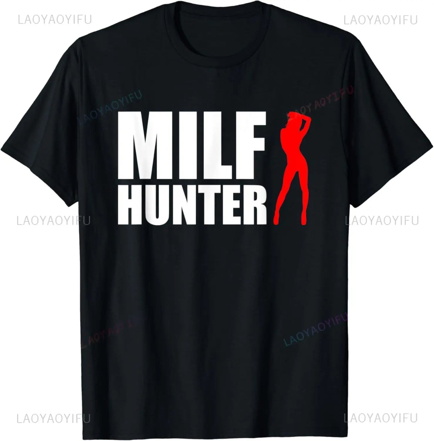 MILF Hunter Funny Adult Humor T-Shirt - Men's Graphic Tee, Black