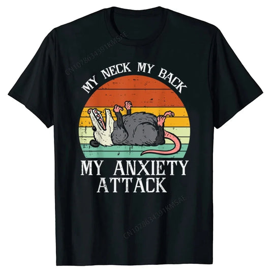 Funny Opossum Anxiety Attack T-Shirt - Women's Casual Y2K Summer Streetwear