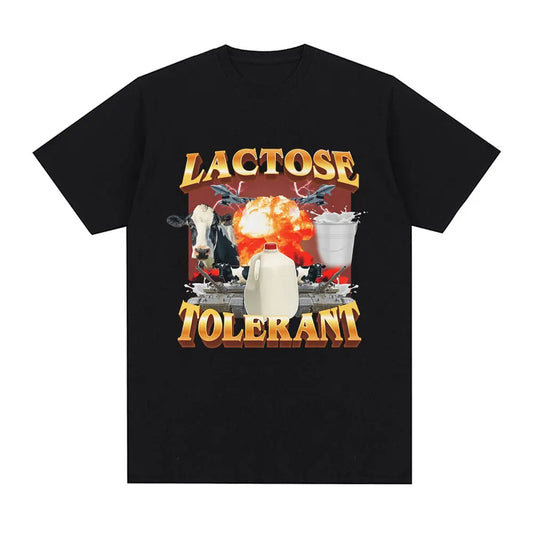 Lactose Tolerant T-Shirt - Men's Vintage Casual Oversized Tee