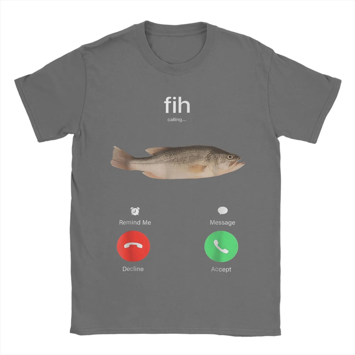 "Men's Fish Calling T-Shirt - Funny Decline/Accept Phone Call Tee
