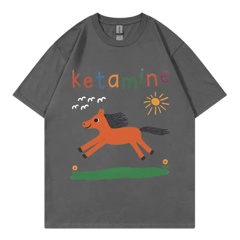 Ketamine Horse Funny Meme T-Shirt - Unisex Harajuku Graphic Tee