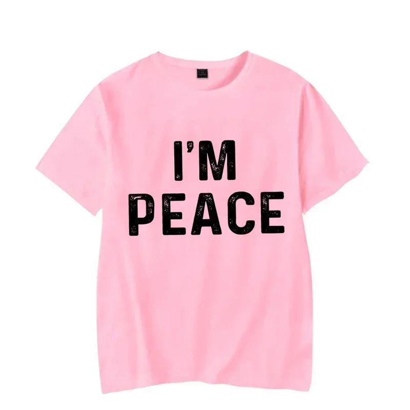 "I Come in Peace," "I'm Peace," Funny Matching Couples T-Shirt - Unisex Graphic Tee, Black, Red, Pink, Beige